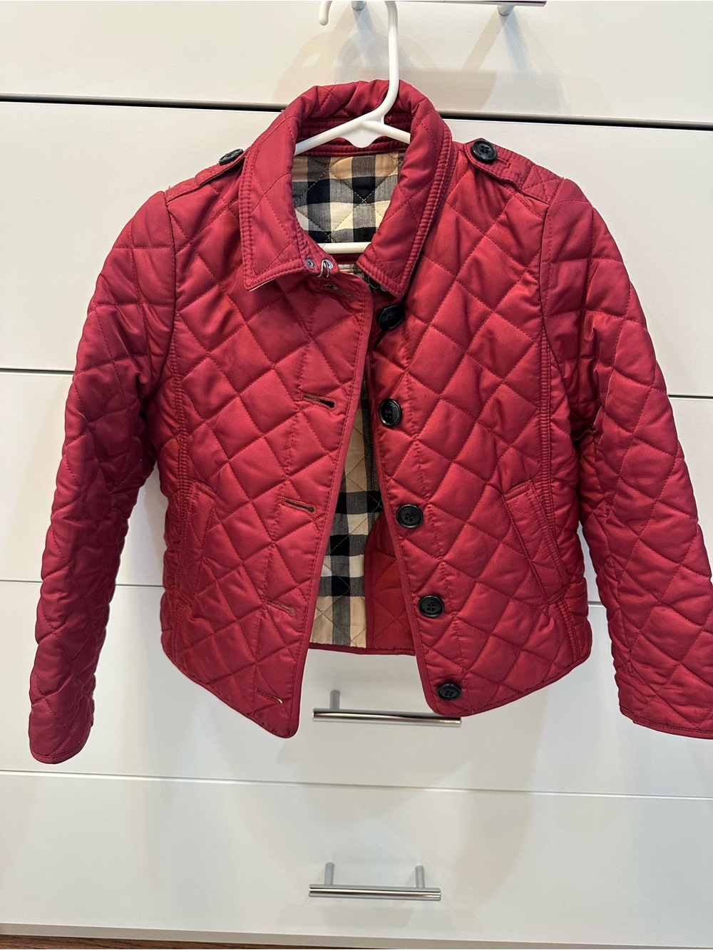 Burberry Girls Quilted Jacket with Plaid Lining Size 5